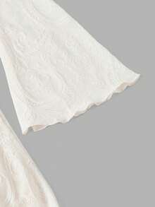 SHEIN MOD Đầm nữ Jacquard tay loe lệch vai - Màu be - Xem 6