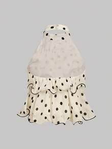 SHEIN MOD Áo hai dây cổ yếm nhiều lớp họa tiết chấm bi dành cho nữ, viền bèo nhún. - Nhiều màu - Xem 4