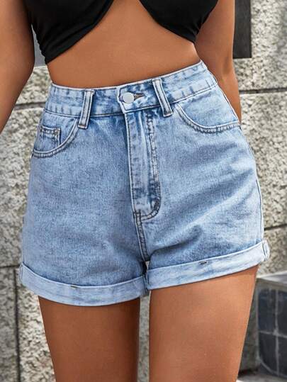 Jeanoix Plus Size Casual Everyday Versatile Denim Shorts