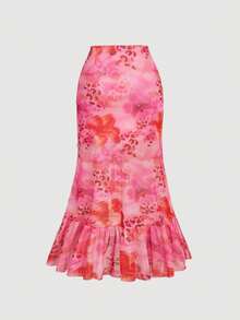 SHEIN MOD 豹纹印花垂褶领网纱两件套 - 彩色 - 查看 9