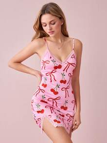 SweetSlumber Valentine's Day INS Heart-Shaped White Lace Women's Sleepwear - Multicolor - View 3