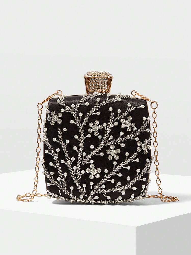 NUEVO EMBRAGUE DE NOCHE BORDADO CON FLORES HECHO A MANO CON CUENTAS, ADECUADO PARA BODAS, FIESTAS, MUJERES