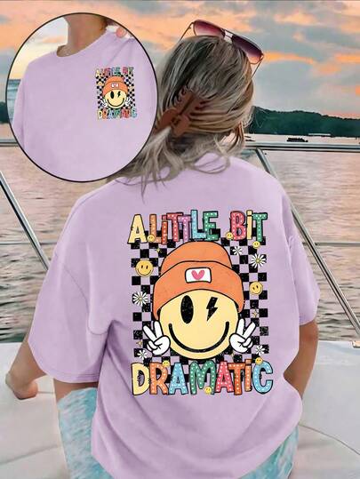 Teen Girls Face Graphic Print Short Sleeve T-Shirt, Casual & Comfortable Spring/Summer, Fashion, Suitable For Outdoor Activities, Picnics, Street Photography, Home, School, Festivals, Gifts