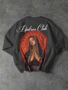 PAVTROS Men's Fashionable Personalized Saint Print T-Shirt - Dark Grey - View 8