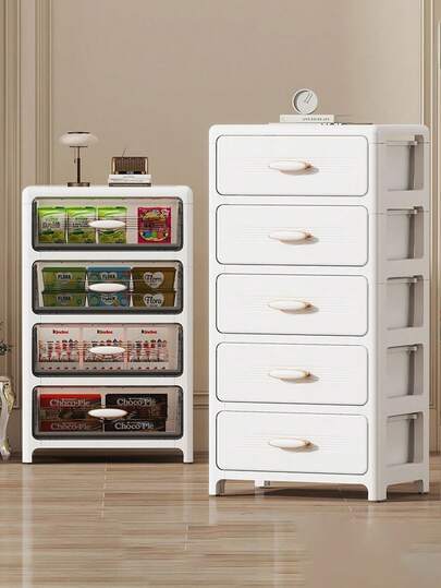 3/4/5/6层多功能带滚轮储物抽屉 - 单门可折叠储物柜 - 耐用塑料抽屉，节省空间的厨房储物架，可存放零食、饮料、书籍、衣物等，适用于厨房、客厅、书房、浴室