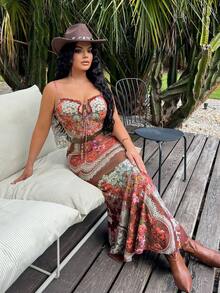 SHEIN SXY 性感网纱透视蕾丝边连衣裙 - 彩色 - 查看 4