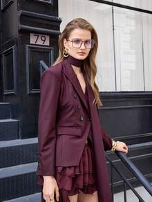 Visivana 1pc Unisex Square Simple Everyday Versatile TR Semi-Metal Clear Lens Glasses Modern Elegant Fashion Accessories - Brown - View 4