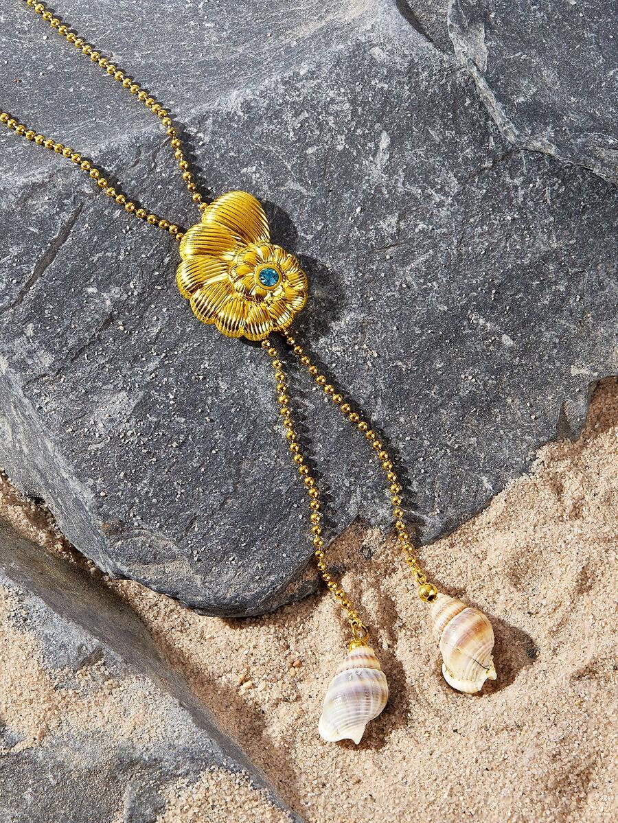 Opalesca Dây chuyền nữ, Cao cấp/Sang trọng/Đẳng cấp/Đeo hàng ngày/Tối giản, Ngọc trai/Pha lê, Dành cho Mẹ/Phụ nữ/Cô gái/Mẹ, Mùa hè/Bãi biển/Dạ hội/Tiệc tùng/Kỳ nghỉ/Du lịch, Đính hôn/Đám cưới/Lời hứa, Cô dâu, Hình trái tim/Hoa, Phong cách cổ tích/Nàng tiên cá - Vàng - Xem 1