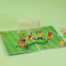 Joivida 1 pieza Tarjeta de cumpleaños 3D de fútbol, tarjeta de bendición de cumpleaños tallada en papel, tarjeta de agradecimiento, perfecta para Navidad, Halloween, Pascua, Día de San Valentín, regalo de cumpleaños, regalo único, la mejor opción ideal para regalar - Tarjeta de felicitación de fútbol - Ver 7