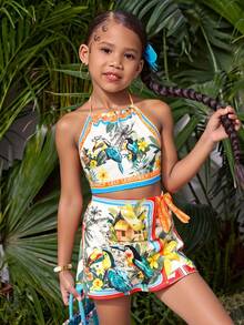 Travachic KIDS Young Girl Ditsy Floral Camisole Top And Shorts 2-Piece Set - White - View 10