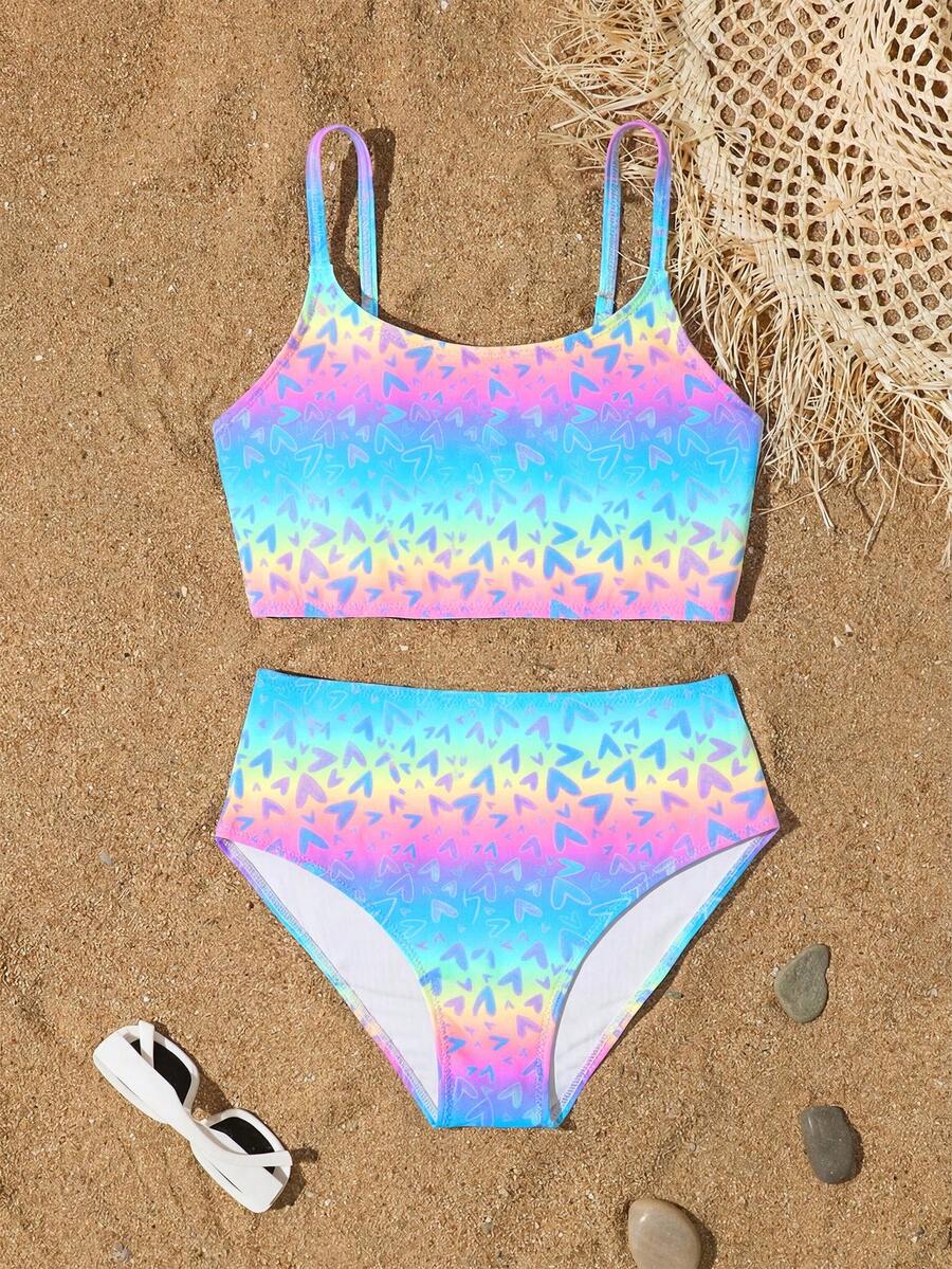 Bộ bikini cho bé gái tuổi teen, đồ bơi rời bằng vải dệt kim dễ thương, kiểu dáng giản dị, thanh lịch, phù hợp cho bơi lội, kỳ nghỉ hè, bãi biển, hồ bơi và các bữa tiệc ngày lễ. - Nhiều màu - Xem 1