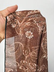 Sunspun 春季、夏季、节日、波西米亚风、嬉皮风、牛仔装、复古新潮设计、西部风、度假风、雪纺印花V领镂空吊带系腰修身雪纺不对称下摆连衣裙、西部服饰、夏季女装 - 彩色 - 查看 6