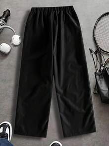 Coolqubz Teens' New Spring/Summer Gothic Lightning Graphic Casual Straight Leg Sports Streetwear Pants - Black - View 2