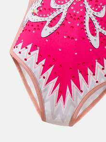 SHEIN 女童针织圆领修身休闲连体裤 - 粉色 - 查看 3