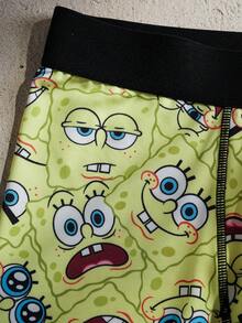 SpongeBob SquarePants | SHEIN Men's Elastic Waist Casual Boxer Briefs, - Yellow - View 5