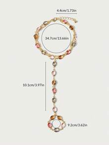 Glisma 18K镀金单件串珠指链，适合派对、休闲、音乐会/节日、夜店、可爱、奢华、舞会、节日、度假、露营、Y2K/送给妈妈/女士/女孩/女性、节日、假日、夏季、海滩、高级 - 酒紅色 - 查看 6