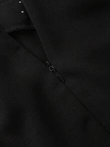 GlowEve Elegant High-Quality Casual Beaded Ripped Cinched Waist A-Line Dress For Women, Summer - Black - View 7