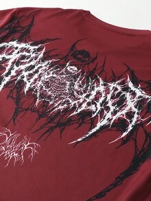 Gym Rark Camiseta casual y versátil para hombres, diseño deportivo cómodo con estampado total - Burdeos - Ver 4