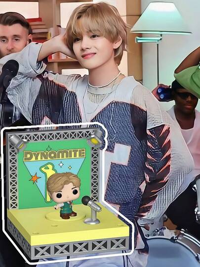  Funko Bitty Pop Stages BTS V Dynamite版迷你乙烯基人偶带展示舞台收藏模型桌面装饰礼品