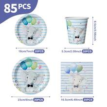 Bộ chén đĩa, khăn ăn và cốc dùng một lần hình voi xanh và bóng bay, phục vụ 20 người. Bộ đồ dùng tiệc dùng một lần này (bao gồm chén đĩa, khăn ăn và cốc) rất phù hợp cho các bữa tiệc sinh nhật, đám cưới và dã ngoại gia đình. - Xem 2