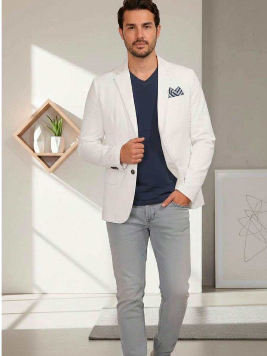 Blazer Casual Busines - White - View 1