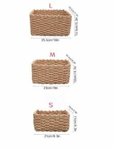 Bộ 3 giỏ đan đựng đồ màu be, dùng để bàn, đựng mỹ phẩm, đồ dùng lặt vặt, đồ trang trí phòng tắm, phòng khách, nhà cửa theo phong cách Boho Farmhouse. - Lạc đà - Xem 14