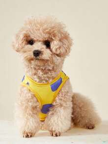 PETSIN 1 chiếc áo tank top cho chó/mèo màu vàng chấm bi in hình quái vật hoạt hình, thoáng khí và thoải mái. - Nhiều màu - Xem 4