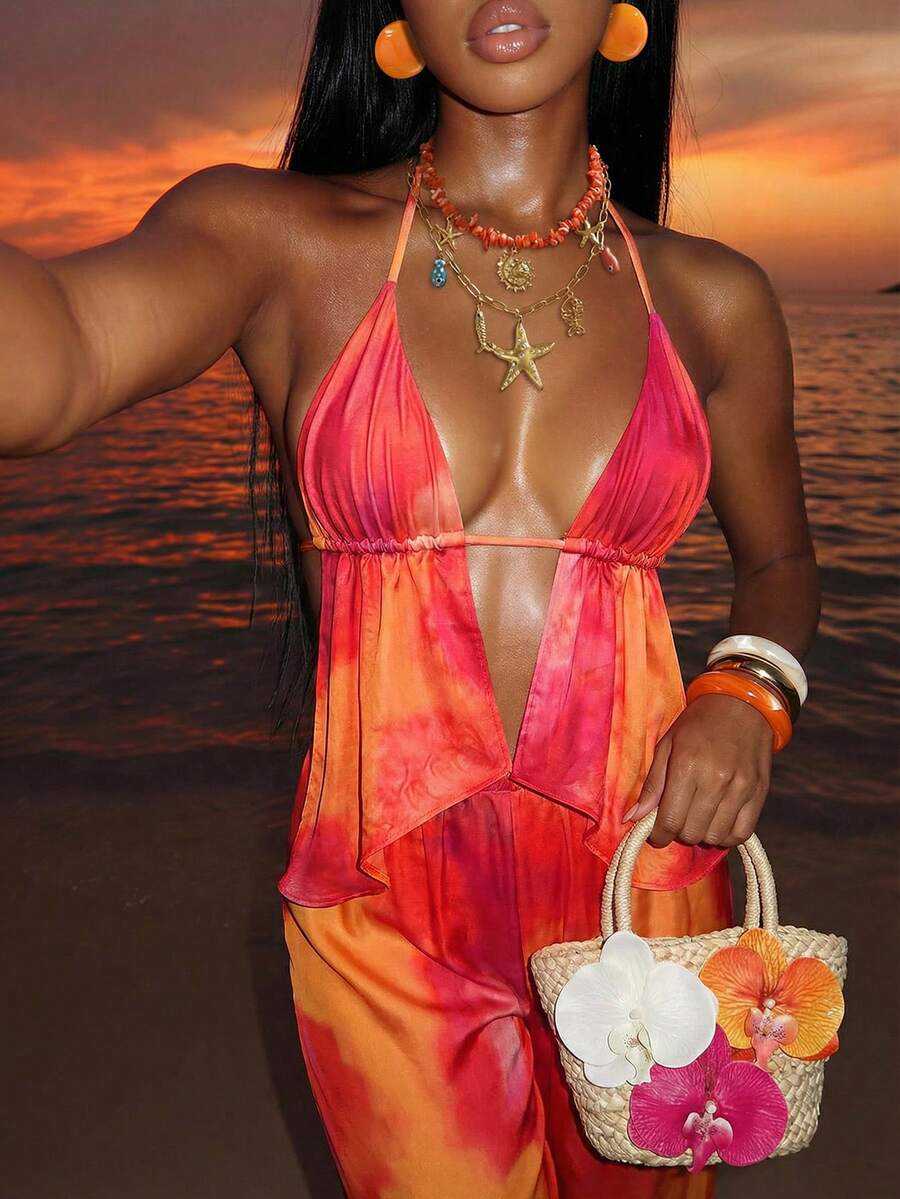 Slaydiva New Women's Tankini Printed 3 PiecesPants Tankini Beach Outfit - Multicolor - View 1