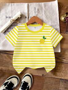 1件女童数码印花短袖圆领T恤，春夏款 - 彩色 - 查看 3