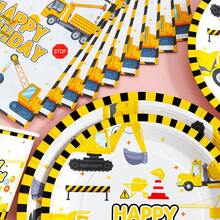 Excavator Happy Birthday Disposable Plates, Napkins And Cups Set, Serves 20 Guests. This Disposable Party Set (Including Plates, Napkins And Cups) Is Perfect For Birthday Parties, Weddings And Family Picnics. - View 5