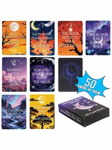 1pc Mystical Moon Oracle Card Deck-Insightful Fortune Telling Cards With Keywords For Guidance On Timing, Life Choices & Relationships, Tarot Cards For Beginners, Funny Party Board Game, Paper Material, Suitable For Teens & Adults - Multicolor - View 3