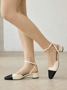 MOTF BOMBAS DE TACÓN GRUESO CON HEBILLA AJUSTABLE Y ESTAMPADO DE COCODRILO PARA MUJER - Albaricoque - Ver 5