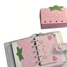 Zazumi 1pc Cute Strawberry Cat M5 Handbook Inner Page, High Beauty Handbook Loose Leaf Replacement, Commemorative Love Note, Cartoon Design, Very Suitable For Valentine's Day, Birthday And Thank You Letter, Unique Gift, Best Ideal Choice For Gift Giving - Strawberry cat - View 8