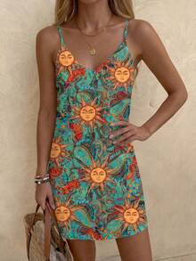 SHEIN LUNE 女士休闲印花迷你连衣裙，适合秋冬季穿着 - 彩色 - 查看 6