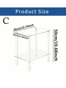 Acrylic Transparent Side Table, 2-Layer Living Room End Table, Small Modern Bedside Cabinet Home Decor Table Shelf For Office, Bedroom, Living Room, Study - Transparent - View 2