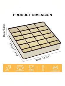布艺抽屉分隔盒 多隔层内衣收纳盒 大容量袜子文胸收纳盒 家居卧室衣柜整理 节省空间 可折叠设计 - 黑色 - 查看 4