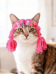 PETSIN 1 件猫耳针织帽，小型犬适用，趣味可爱狗狗装饰帽，宠物趣味装饰假发帽，宠物装饰配件，宠物 - 彩色 - 查看 8