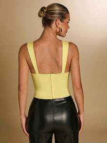 SHEIN BAE Elegant Solid Color Lace Patchwork Underwire Bralette - Yellow - View 2