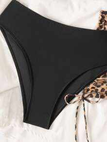 Swim Vcay 3件套女士黑色豹纹比基尼套装，时尚度假沙滩泳池派对泳装 - 彩色 - 查看 4