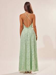 Radiana 浪漫鼠尾草绿雪纺镂空连衣裙，性感露背连衣裙，飘逸长裙，适合约会、度假、海滩、假日、夜生活、派对、俱乐部、鸡尾酒会、婚礼、正式场合。鼠尾草绿连衣裙，淡绿色连衣裙，女士鼠尾草绿连衣裙，露背夏季连衣裙，女士露背连衣裙，女士夏季连衣裙，拍摄连衣裙，女士露背连衣裙，新款连衣裙。 - 綠色 - 查看 3