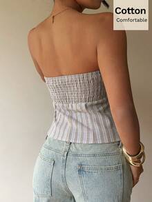 Siren Gaze Áo croptop không tay kiểu dáng tối giản in họa tiết dành cho nữ - Màu Khaki - Xem 2