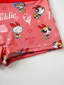 THE POWERPUFF GIRLS X SHEIN 女士卡通印花松紧腰平角内裤 - 彩色 - 查看 13