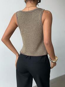 Selianne Women's Casual Cute Y2K Sexy Knit Top, Summer Outing Vacation Party Club Date Music Festival Country Concert - Coffee Brown - View 2