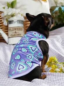 PETSIN Purple Heart Print Y2K Pet Vest, Breathable, Suitable For Cats And Dogs, Summer, 1pc - Multicolor - View 4