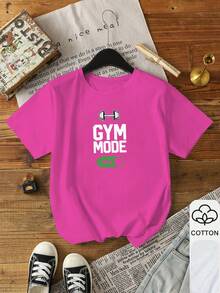 EMERY ROSE Áo thun nữ tay ngắn cổ tròn in họa tiết, kiểu dáng thường ngày, thoải mái cho mùa xuân/hè. - Màu Hồng Tươi - Xem 3