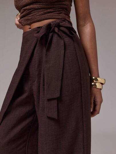 Normani Spring Summer Concert Outfits For Women Going Out Outfits Casual 2000s Y2k 90S Club Vintage Rave Outfits Festival Old Money Streetwear Easter St Patrick's Day Women Party Beach Wedding  Going Out Graduation Elegant Vacation Casual Festival Formal Brown Wide-Leg Casual Vacation Trousers With Irregular Texture Strap Design