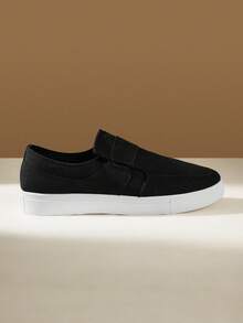CUCCOO EASI Men's Fashion Simple And Comfortable Slip-On Casual Sports Shoes Board Shoes Non-Slip Students Four-Season Versatile Style Casual Student Sports Shoes Board Shoes - Black - View 2