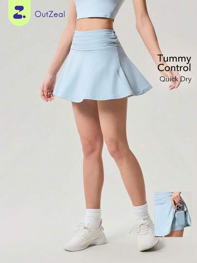 OutZeal Tennis Skirts Women Sports Blue Skirts Solid Color Athletic Workout Summer Quick-Dry Built-In Shorts With Pocket Active Skorts
