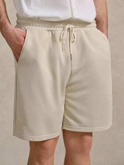 Manfinity BRENVOR 男士字母图案抽绳腰带短裤 Tenniscore 运动短裤