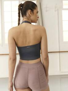 Nöista Top activo con cuello halter en forma de V 035 - Azul - Ver 2